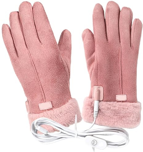 Alasum Gants chauffants pour femme – Gants thermiques électriques à 3 températures avec alimentation USB, design coupe-vent en cuir pour l'équitation, le ski et les sports d'hiver