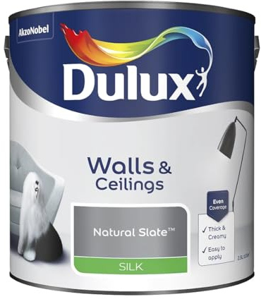 Natural Slate Walls & Ceilings Silk Emulsion Paint 2.5 L – Smooth Washable Silk Finish, Quick Dry, Low-VOC, Easy Application for Interior Walls & Ceilings