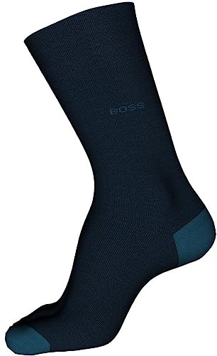 BOSS HUGO Men's Matt combed cotton heel toe sock Sockshosiery, navy blue, 7-13