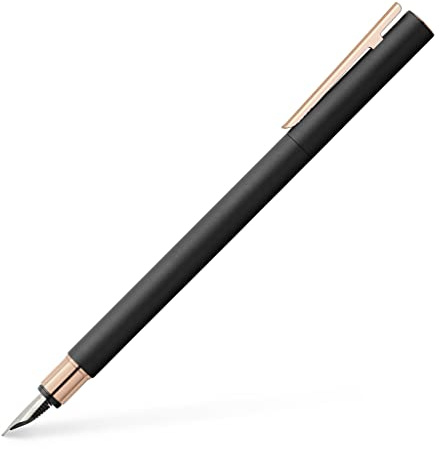 Faber-Castell 343102 - Füller Neo Slim Metall, Federbreite EF, schwarz mit rosegold