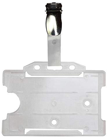 PCL Media ltd Opaque Single Sided ID Card Holders & Crocodile Strap ID Badge Clip (Holders are Now Bio Degradable) Work ID Badge Holder