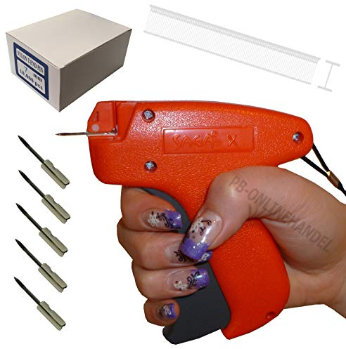 Etikettierpistole Saga X FEIN [7mm SET 2] + 10.000 NYLON-Fäden T-End zum Vorhänge falten + 5 Ersatznadeln Etikettiergerät Tag Gun | PB-Onlinehandel