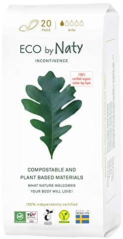 Naty Inkontinenzeinlagen für Damen Mini – Binden für die empfindliche Blase, Saugfähige und diskrete umweltfreundliche Damenbinden (20 Stück)