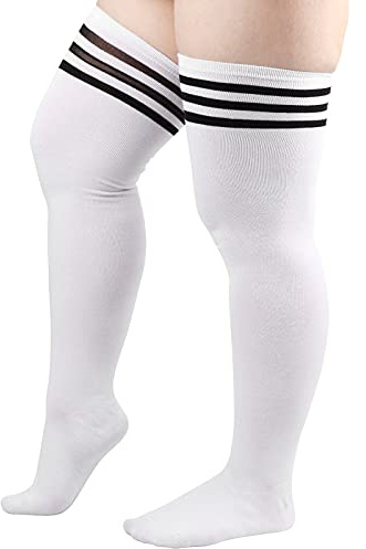 DRESHOW Grande Talla Mujer Calcetines Hasta la Rodilla Casual Sobre la Rodilla Medias Hasta el Muslo Calientapiernas para Cosplay Deporte