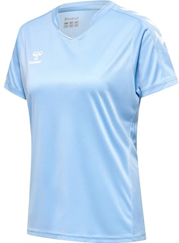 hummel Core XK - Maglietta Sportiva da Donna, a Maniche Corte, per Sport, Palestra, Fitness, 100% Poliestere, Colletto Sportivo con Inserto Frontale, Traspirante e ad Asciugatura Rapida