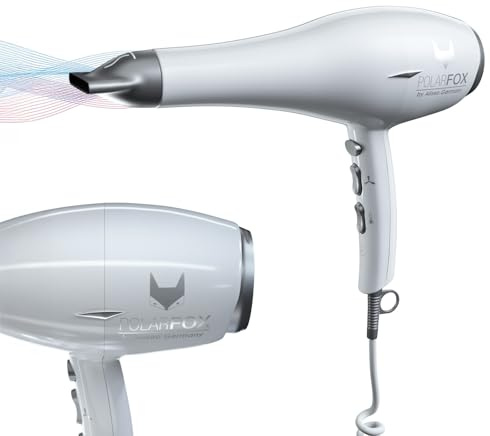 Aliseo Polarfox Föhn - Professioneller Ionen Haartrockner - 1875 W - 3 Temperatur- & 2 Gebläsestufen - Haarföhn mit Anti-Frizz & Stylingdüse - Leistungsstark & Langlebig - Inkl. Tasche