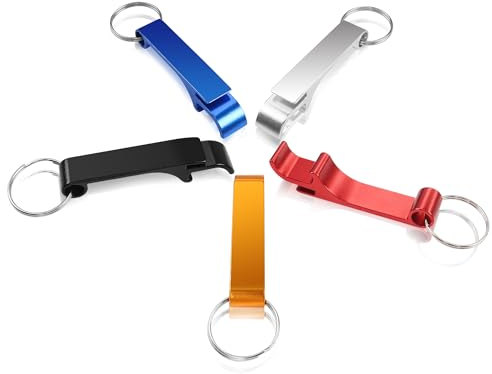 Lot de 5 décapsuleurs - Petit décapsuleur de bière - Pour un usage quotidien - Porte-clés de poche pour pub, barmen, bar, décapsuleur, cadeau de Noël pour homme et papa