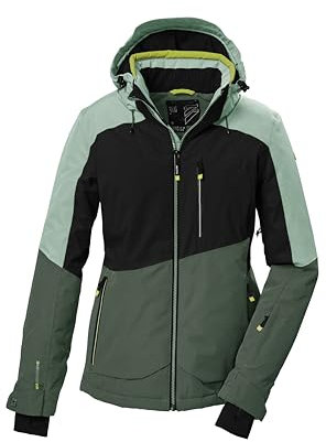 killtec Damen Skijacke/Funktionsjacke mit abzippbarer Kapuze, Schneefang und Unterarmventilation KSW 37 WMN SKI JCKT, hell stahlmint, 40, 41971-000