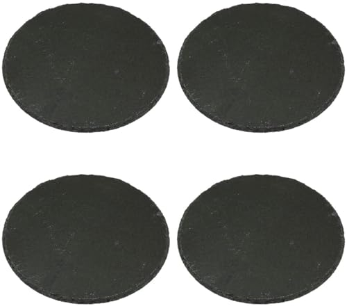 Juego de 4 placas de pizarra, redondas, 20 cm, color negro, posavasos de pizarra como bandeja para servir, plato decorativo, plato para servir, plato de sushi y tabla de queso, placa decorativa de