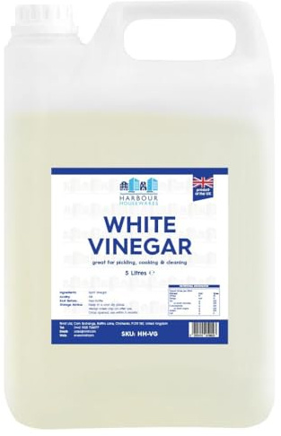 Harbour Housewares White Vinegar - 5L - Food Grade 5% Spirit Distilled Vinegar for All-Purpose Cleaning, Pickling, Baking, Cooking, Laundry, Marinating, Stain Remover and Weed Killer (1 x 5L Bottle)