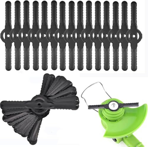 Senda 40 PCS Plastic Grass Strimmer Blades, Garden Lawn Mower Replacement Cordless Strimmer Cutting Blades Black