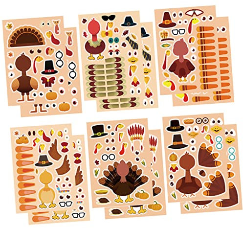 BCOATH Lustiges Truthahn-Aufkleber-Puzzle-Aufkleber-Set Blätter Thanksgiving- für Wandkunst Thanksgiving Dekorativ