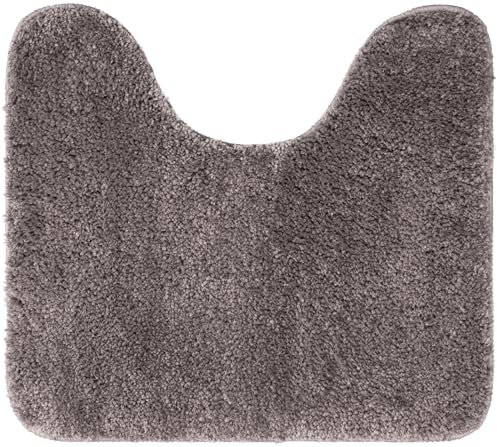 Brandsseller WC Vorleger 45x50 cm mit Ausschnitt aus weichem Mikrofaserstoff rutschfeste Badteppichmatte für Toilette WC-Grau