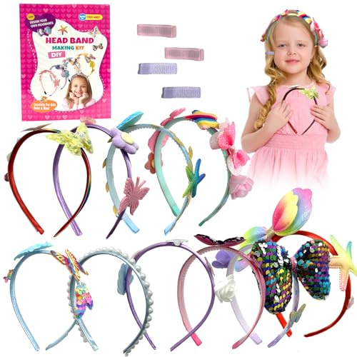Hårband Pysselset Barn, Flickor Pannband Tillverkningssats, DIY Hårtillbehör,Gör-Det-Själv Hårsmycken Flickor, Kreativ Blomma Fjäril Pannband Tillverkning Kit Leksaker för Barn