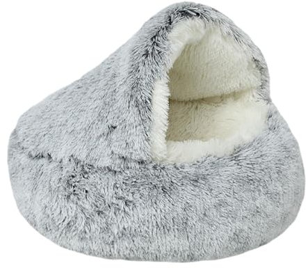 Flauschig Katzendecke, Katzenbett Höhle mit Kapuze , Gemütlich Bett für Katzenkätzchen, Plüschflauschige Kapuze Beruhigende Katzenbetthöhle Washbar KuscheIn Hundebett Hundehaus Weiche Bequeme (40 cm)