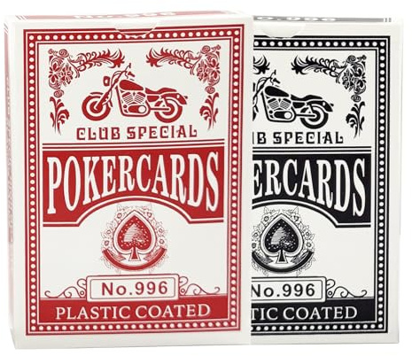 Luoqun88 Playing Cards - 2 Pack Set Plastic Coated Play Cards- Vibrant Red & Blue Deck of Cards for Adults - Ideal for Poker, Card Games, and Family Entertainment Poker