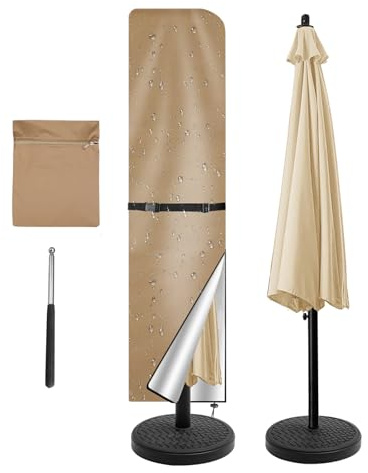 NAKIHOUSE Copertura protettiva per ombrellone, impermeabile, resistente alle intemperie, ai raggi UV, antivento, per ombrelli da esterno e mercato, (240 x 57/57 cm, cachi)
