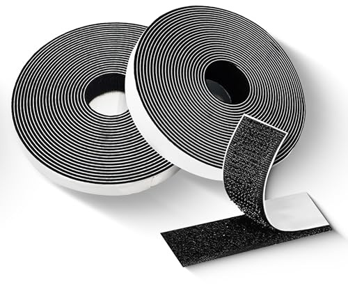 Xcdhemde® 8m x 20mm Autoadesivo Nastro Adesivo, Nero - Adatto per Abbigliamento/Scarpe e Cappelli/Lavori Artigianali fai da te/Conservazione Domestica (Riutilizzabile)