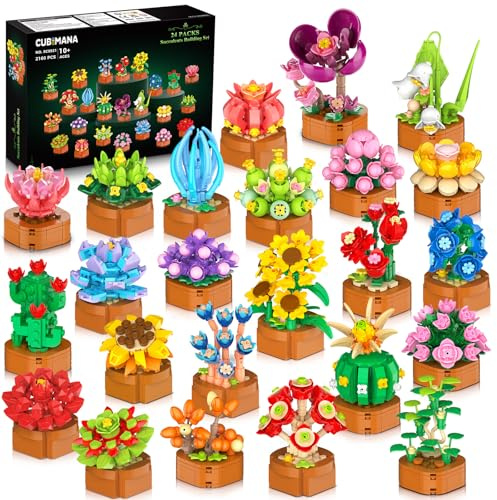 CUBIMANA 24er Blumen Botanicals Mini Bausätze für Mädchen Erwachsene ab 10+