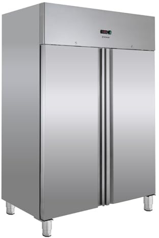 Gastronomie Tiefkühlschrank ECO 1200 GN 2/1, 990 Liter Kühlraumvolumen, 6 verstellbare Einlegeböden, Edelstahl (Edelstahl, Tiefkühlschrank ETSE1200)