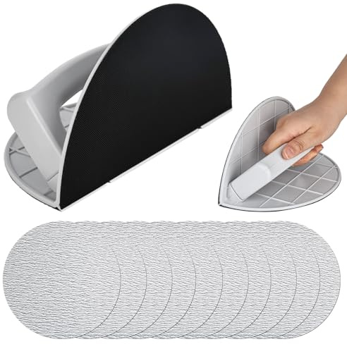 Multifunctional Semi Circular Angle Sandpaper Tool,Smerigliatrice angolare per muro a secco con 10 fogli abrasivi,Self Adhesive Handheld Details Sanders Kit,90° Right Angle Design (grana 320)