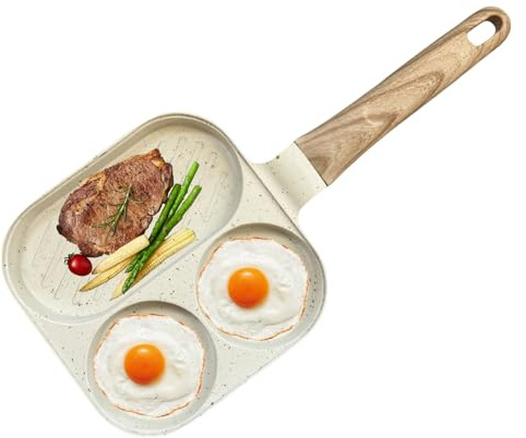Sartén Para Desayuno - Sartén De Tortilla Y Tortitas Antiadherente, Con 3 Secciones Y Utensilios De Cocina - Para Placa De Inducción Y Eléctrica Plancha Para Bacon Tortilla Sandwich Y Carne