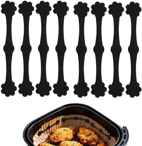 Zocipro 8 Piezas Imanes Air Fryer para Papel, 12 cm Hebillas Magnéticas de Silicona para Papel de Horno, Accesorios para Freidora de Aire, Evita que el Papel se Queme, Negro