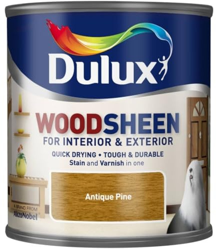 Woodsheen Stain and Varnish 250ml Antique Pine | Interior Wood Stain and Varnish | Satin Finish for Doors Skirting Furniture and Trim | Quick Dry Wood Protection