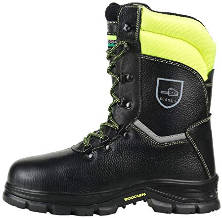 WOODSafe Schnittschutzstiefel, Klasse 1, S3, Farbe schwarz/gelb, Forststiefel, KWF geprüft, Größe 40 EU