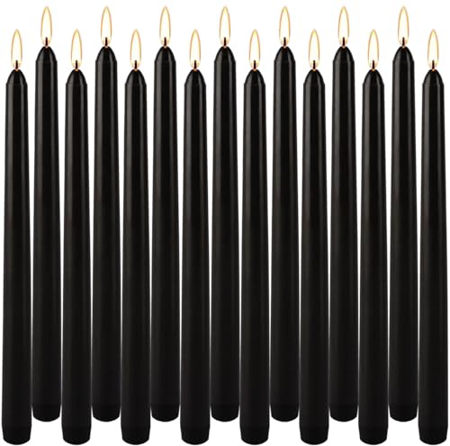 YIHANG Lot de 14 Bougies effilées Noires 25,4 cm de Haut, 1,9 cm d'épaisseur – 7,5 Heures de Combustion Propre