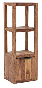 Woodkings Bad Regal Sydney I Massivholz Akazie hel I BxHxT: 31x90x25 cm I 1türig für Badezimmer