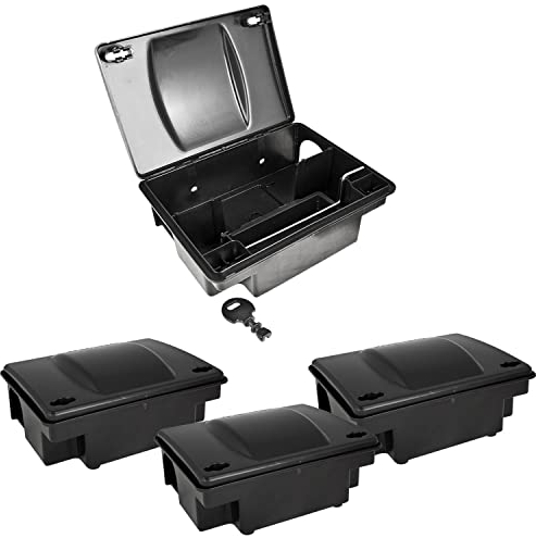 4 x Köderstation Ratten Set Köderbox Garten Mausfalle Mäuse Rattenköderbox Box Rattenköderstation Rattenfalle Kinder- Haustiersicher Koederbox Gift Petigi