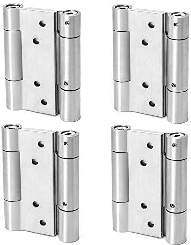 QWORK® - Cerniera in Acciaio Inox Doppia Azione per Porte a Battente Cerniere, con molla caricata a molla, per Anta Battente Bancone Bar, 4 pezzi, 100mm
