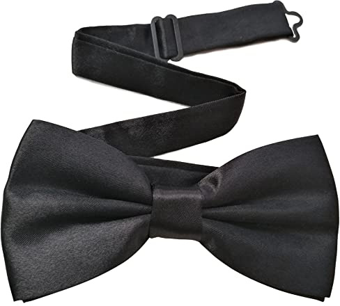 UtopyaUK Mens Bow Tie Plain Novelty Adjustable Clip Fastening Pre Tied Wedding Party Double Layer Bow ties (Black)