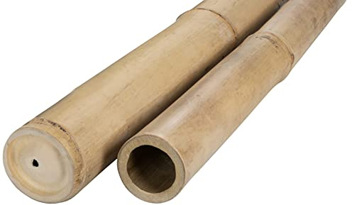 DE-COmmerce® Bambuspfosten Bambusrohr Bambusstangen für Sichtschutz Zaun Montage Bambus Dekoration Rohr aus Bambus Natur - 120 cm - Ø 8-10 cm