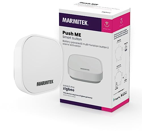 Interrupteur Intelligent Zigbee - Marmitek Push ME - Bouton Zigbee 3.0 Wall Switch - Commandez vos appareils Smart me sans téléphone portable ni reconnaissance vocale