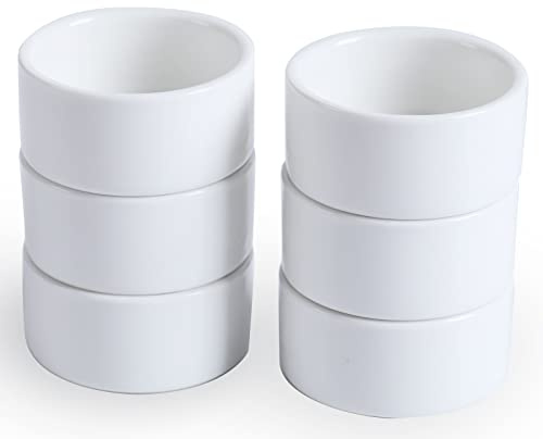Lot de 6 mini ramequins en porcelaine de 28,3 g, petits plats à soufflé en céramique, spécialement conçus pour tremper la sauce, le ketchup, la salsa et les confitures, 30 ml - Blanc