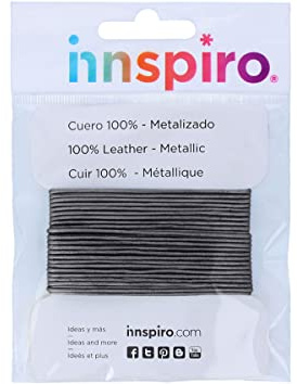 INNSPIRO Cordón Cuero metálico Plateado Envejecido 1,0mm. 5m.
