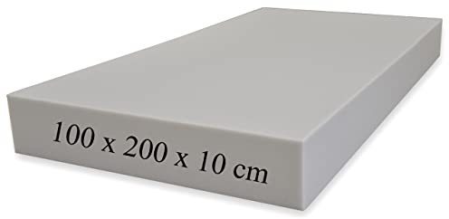 Gummiplatten aus Polyurethan-Schaum, mittlere Dichte, D25 kg (100 x 200 x 10 cm), Grau, Schaumstoff für Tapisserie und Sofa, Füllung für Matratze, Kissen und Lieferwagen