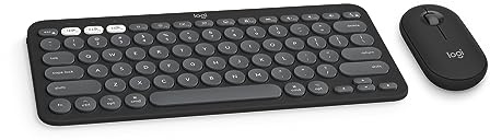Logitech Pebble 2 Combo for Mac, Wireless Keyboard and Mouse, Slim, Quiet and Portable, Customizable, Bluetooth Mouse and Keyboard, Easy-Switch, for macOS, iPadOS - Tonal Graphite
