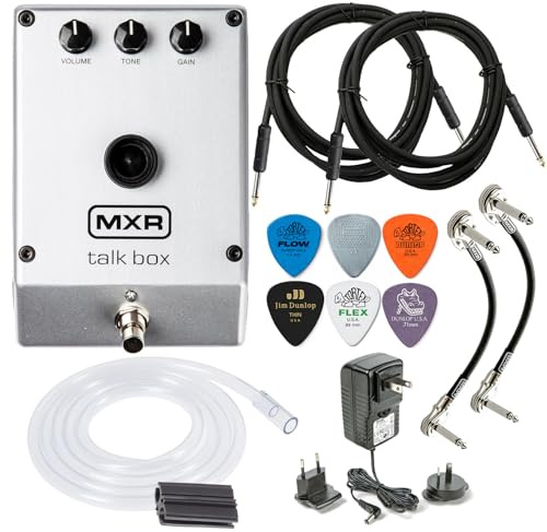 MXR M222 TALK BOX Effektpedal röstbox för gitarr, tangentbord och andra instrument med 2-kabel, Dunlop Picks, True Tune Tune, 2-MXR Patch-kabelpaket