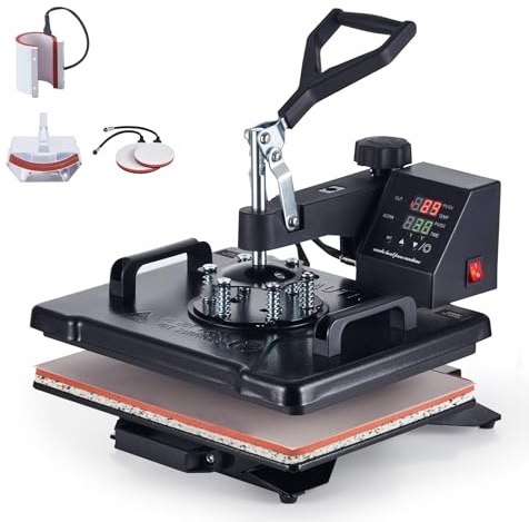 CREWORKS Hitzepresse Transferpresse 1250W Heat Press Heißpresse 360 Grad Schwenkbar DIY Mulitifunktional Sublimation Wärmepresse (38x30cm 5 in 1)
