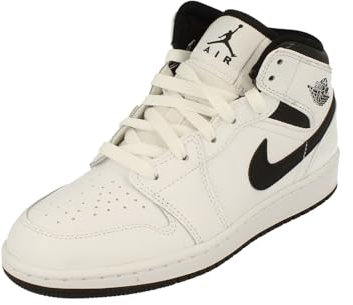 Nike Air Jordan 1 Mid GS Trainers DQ8423 Sneakers Schuhe (UK 5 US 5.5Y EU 38, White Black 132)