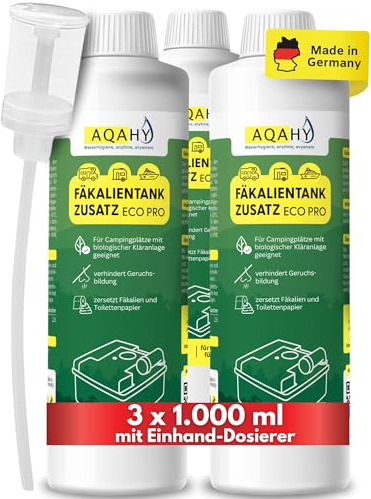 AQAHY Sanitärflüssigkeit für Campingtoilette ECO PRO – mikrobiologischer Ersatz für Chemietoilette Flüssigkeit - der Camping Toiletten Zusatz beseitigt unangenehme Gerüche - Made in DE