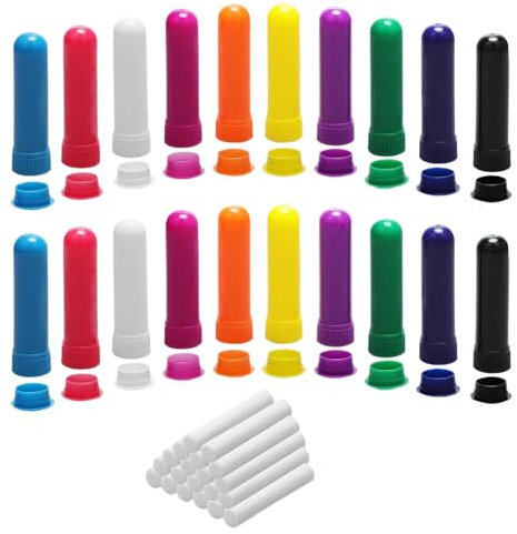 20 Palos Tubos de Aceite Esencial,Menta Inhalador Palo Aromático,Tubos para Aromaterapia,Contiene Mecha de Algodón,Apta para Aromaterapia y Perfumería,Ayudando a Mejorar la Calidad del Sueño