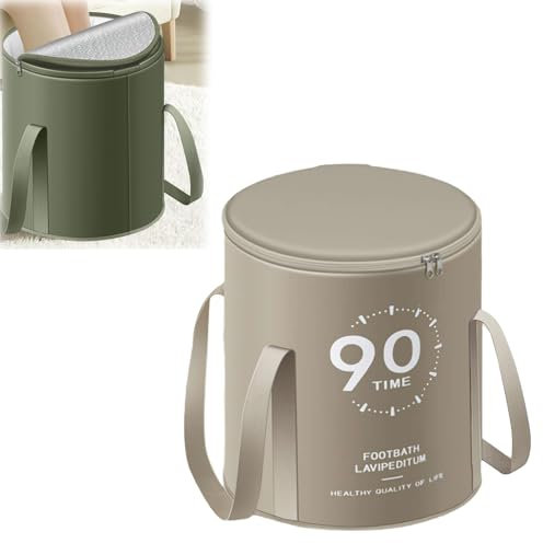 Foldable Feet Soaking Bath Tub Collapsible Bucket, Insulated Foot Bath Bag with lid, Portable Travel Foot Soaking Tub with Bag, Portable Home Foot Spa Tub with Handle, for Travel Camping (Gray)