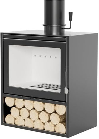 Cheminées Multi-combustibles Modernes, Poêle en Fonte, Poêle à Bois à Bûches 10kw/15kw avec Fenêtre en Verre Céramique, Poêle à Bois De Chauffage chez L'habitant Rural(Size:60 x 49 x 85cm)