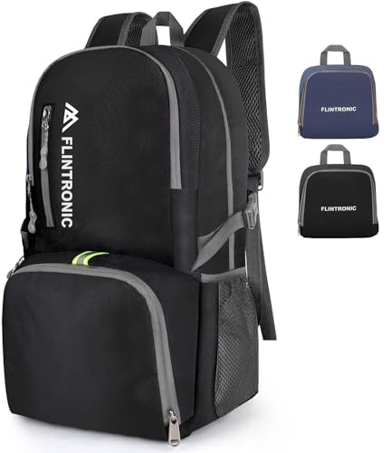 flintronic Ultralätt vikbar ryggsäck, 24 L liten vandringsryggsäck, unisex vattentålig promenadryggsäck för utomhussport, vandring, resor, promenader, camping