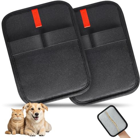 INABULETWO 2 Pcs Static Pet Hair Remover Gloves, Reusable Electrostatic Pet Cat Dog Hair Removal Grooming Gloves Brush Tool for Couch, Furniture, Carpet, Car Seat