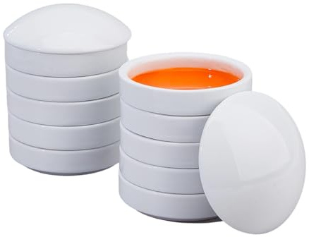 DICOSMETIC Juego de 2 paletas apilables redondas de cerámica de 5 capas para mezclar, paletas de porcelana, acuarela, plato de pintura con tapa para artista, pigmento gouache, tinta china
